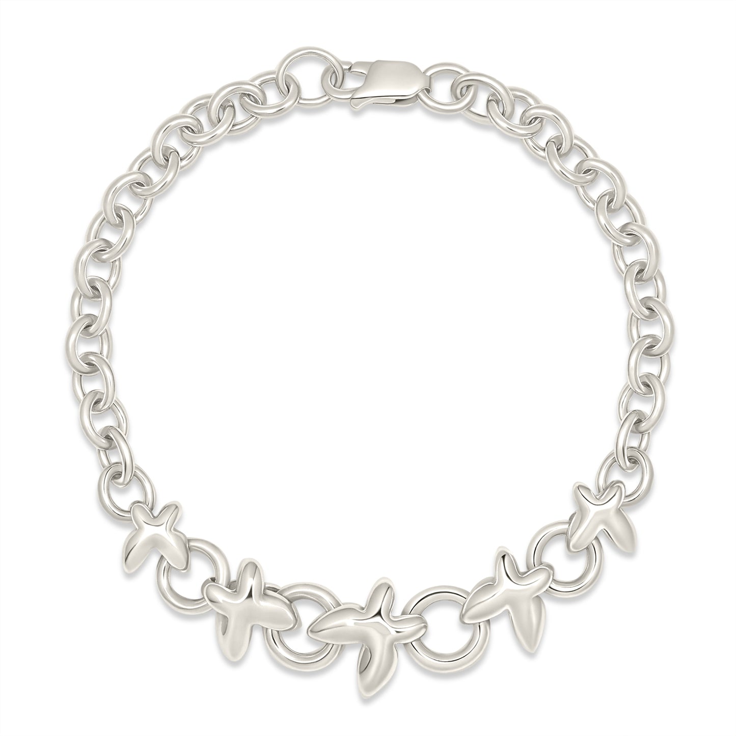 Interlinked Butterfly Graduated-Scale Chain Bracelet